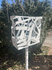 Freestanding Sculptural Modern Bird Feeder in Gloss White - Hand crafted welded steel and stainless steel garden art