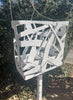 Freestanding Sculptural Modern Bird Feeder in Gloss White - Hand crafted welded steel and stainless steel garden art
