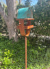 Sculptural Modern Bird Feeder #431 in Welded Steel, Stainless Steel and Copper