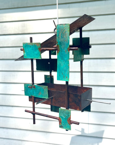 Modern Bird Feeder #443 in Welded Steel, Stainless Steel and Copper Modern Bird Feeder #443 in Welded Steel, Stainless Steel and Copper