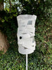 'Spin' Modern Bird Feeder #3 - perforated steel with white enamel finish