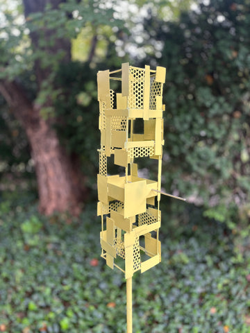 Pop Modern Bird Feeder #2 in Welded Steel with Lemon Yellow Enamel finish Pop Modern Bird Feeder #2 in Welded Steel with Lemon Yellow Enamel finish