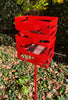 Modern Bird Feeder in Welded Steel and Stainless Steel with Red Pepper spray enamel finish