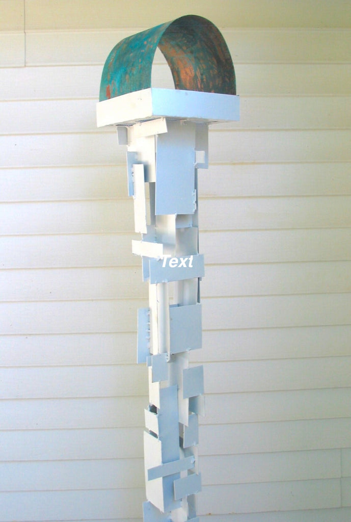 Bird Feeder Modern Build series bird feeder No. 18 in welded steel with White enamel finish and Patina Copper Roof