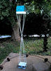 Twist Series welded steel Bird Feeder - White enamel finish with turquoise patina copper roof