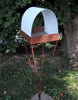Twist Series welded steel Bird Feeder - natural patina finish with white enamel steel roof