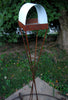 Twist Series welded steel Bird Feeder - natural patina finish with white enamel steel roof