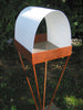 Twist Series welded steel Bird Feeder - natural patina finish with white enamel steel roof