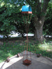 Twist Series welded steel Bird Feeder - natural patina finish with turquoise patina copper roof