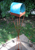 Twist Series welded steel Bird Feeder - natural patina finish with turquoise patina copper roof
