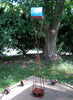 Twist Series welded steel Bird Feeder - natural patina finish with turquoise patina copper roof