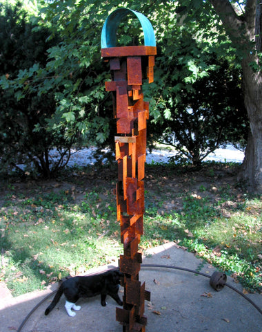 Build Series Bird Feeder in Steel and Copper - Freestanding unique modern birdfeeder Build Series Bird Feeder in Steel and Copper - Freestanding unique modern birdfeeder