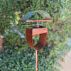 Modern Bird Feeder #452 in Welded Steel and Copper with Natural Patina