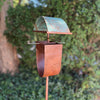 Modern Bird Feeder #452 in Welded Steel and Copper with Natural Patina