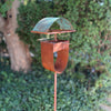 Modern Bird Feeder #452 in Welded Steel and Copper with Natural Patina