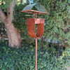 Modern Bird Feeder #452 in Welded Steel and Copper with Natural Patina