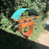 Modern Bird Feeder #453 in Welded Steel and Copper with Natural Patina
