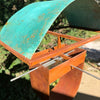 Modern Bird Feeder #453 in Welded Steel and Copper with Natural Patina