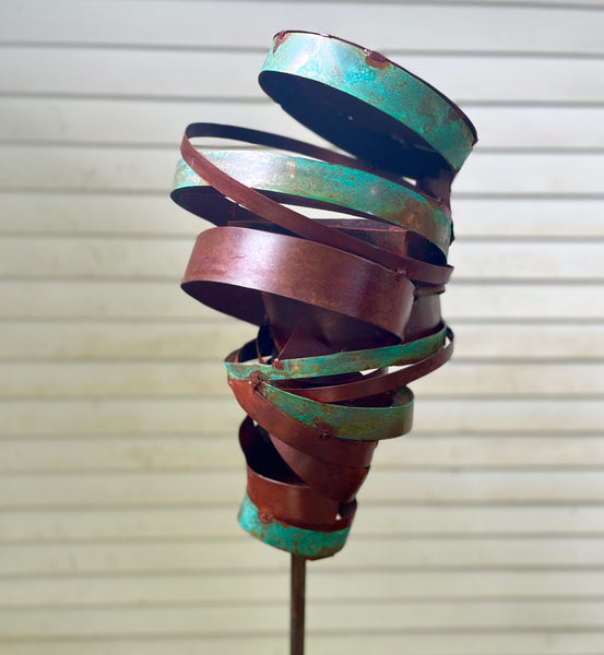 Modern Bird Feeder in Welded Steel and Copper #407 - Freestanding unique modern bird feeder