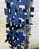 Abstract Modern Bird Feeder in Midnight Blue - Welded Steel and aluminum - #410 - Freestanding unique modern garden art