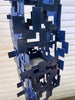 Abstract Modern Bird Feeder in Midnight Blue - Welded Steel and aluminum - #410 - Freestanding unique modern garden art