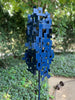 Abstract Modern Bird Feeder in Midnight Blue - Welded Steel and aluminum - #410 - Freestanding unique modern garden art