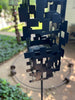 Abstract Modern Bird Feeder in Midnight Blue - Welded Steel and aluminum - #410 - Freestanding unique modern garden art