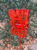 Abstract Modern Bird Feeder in Paprika Red - Welded Steel and aluminum - "Birdle" series #3 - Freestanding unique modern garden art