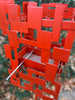 Abstract Modern Bird Feeder in Paprika Red - Welded Steel and aluminum - "Birdle" series #3 - Freestanding unique modern garden art