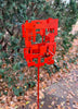 Abstract Modern Bird Feeder in Paprika Red - Welded Steel and aluminum - "Birdle" series #3 - Freestanding unique modern garden art
