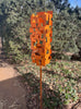 Abstract Modern Bird Feeder in Rustic Orange - Welded Steel and aluminum - "Birdle" series #5 - Freestanding unique modern garden art