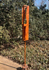 Abstract Modern Bird Feeder #420 in Welded Steel, Stainless Steel with Orange spray enamel finish