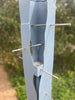Sculptural Modern Bird Feeder #426 in Welded Steel and Stainless Steel with Slate Blue Spray Enamel Finish