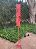 Sculptural Modern Bird Feeder #427 in Welded Steel and Stainless Steel with Coral Pink Spray Enamel Finish