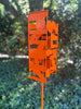 Sculptural Modern Bird Feeder in Orange - Welded Steel and stainless steel -  Freestanding unique modern garden art