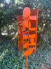 Sculptural Modern Bird Feeder in Orange - Welded Steel and stainless steel -  Freestanding unique modern garden art