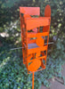 Sculptural Modern Bird Feeder in Orange - Welded Steel and stainless steel -  Freestanding unique modern garden art