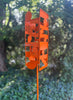 Sculptural Modern Bird Feeder in Orange - Welded Steel and stainless steel -  Freestanding unique modern garden art