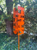 Sculptural Modern Bird Feeder in Orange - Welded Steel and stainless steel -  Freestanding unique modern garden art