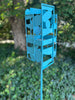 Sculptural Modern Bird Feeder in Aqua Blue - Welded Steel and stainless steel -  Freestanding unique modern garden art
