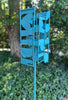 Sculptural Modern Bird Feeder in Aqua Blue - Welded Steel and stainless steel -  Freestanding unique modern garden art