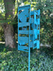 Sculptural Modern Bird Feeder in Aqua Blue - Welded Steel and stainless steel -  Freestanding unique modern garden art