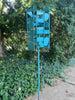 Sculptural Modern Bird Feeder in Aqua Blue - Welded Steel and stainless steel -  Freestanding unique modern garden art