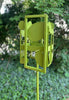 Sculptural Modern Bird Feeder in Eden Green / Avocado - Welded Steel and stainless steel -  1970s Inspired Freestanding unique modern garden art