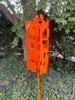 Freestanding Modern Bird Feeder finished in Orange enamel - Welded Steel and stainless steel -  Original MCM garden art