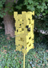 Freestanding Modern Bird Feeder finished in Lemon Yellow enamel - Welded Steel and stainless steel -  Original MCM garden art