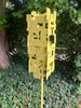 Freestanding Modern Bird Feeder finished in Lemon Yellow enamel - Welded Steel and stainless steel -  Original MCM garden art