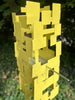Freestanding Modern Bird Feeder finished in Lemon Yellow enamel - Welded Steel and stainless steel -  Original MCM garden art