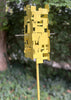Freestanding Modern Bird Feeder finished in Lemon Yellow enamel - Welded Steel and stainless steel -  Original MCM garden art