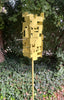 Freestanding Modern Bird Feeder finished in Lemon Yellow enamel - Welded Steel and stainless steel -  Original MCM garden art